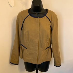 Like New BODEN WOMEN'S COTTON / LINEN BLEND CARAMEL PEPLUM JACKET US 10P